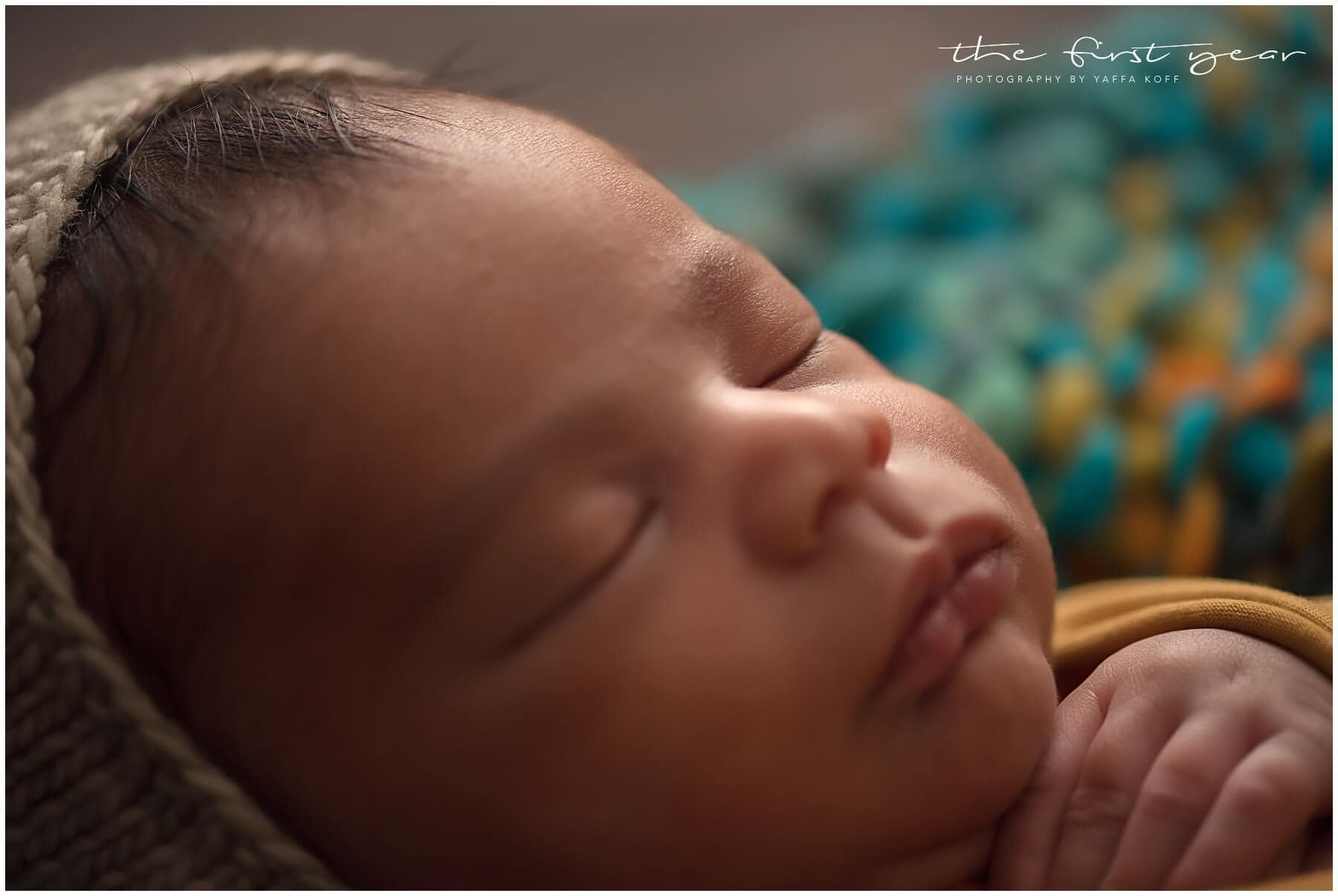 Adorable sleeping newborn baby portrait in Maryland, captured during a professional newborn photogra.