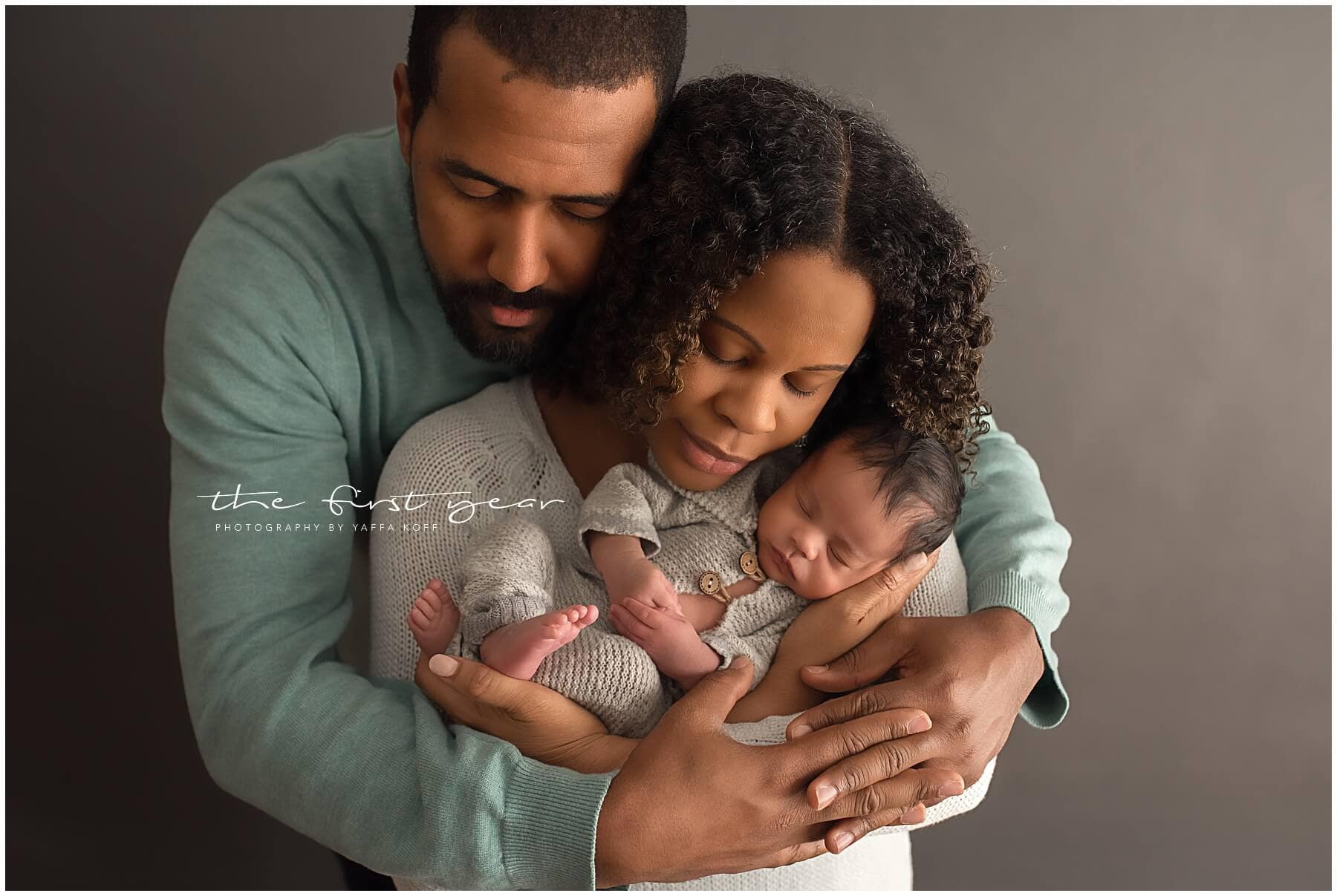 Newborn and family portrait of baby Maxwell with parents in Silver Spring, MD.