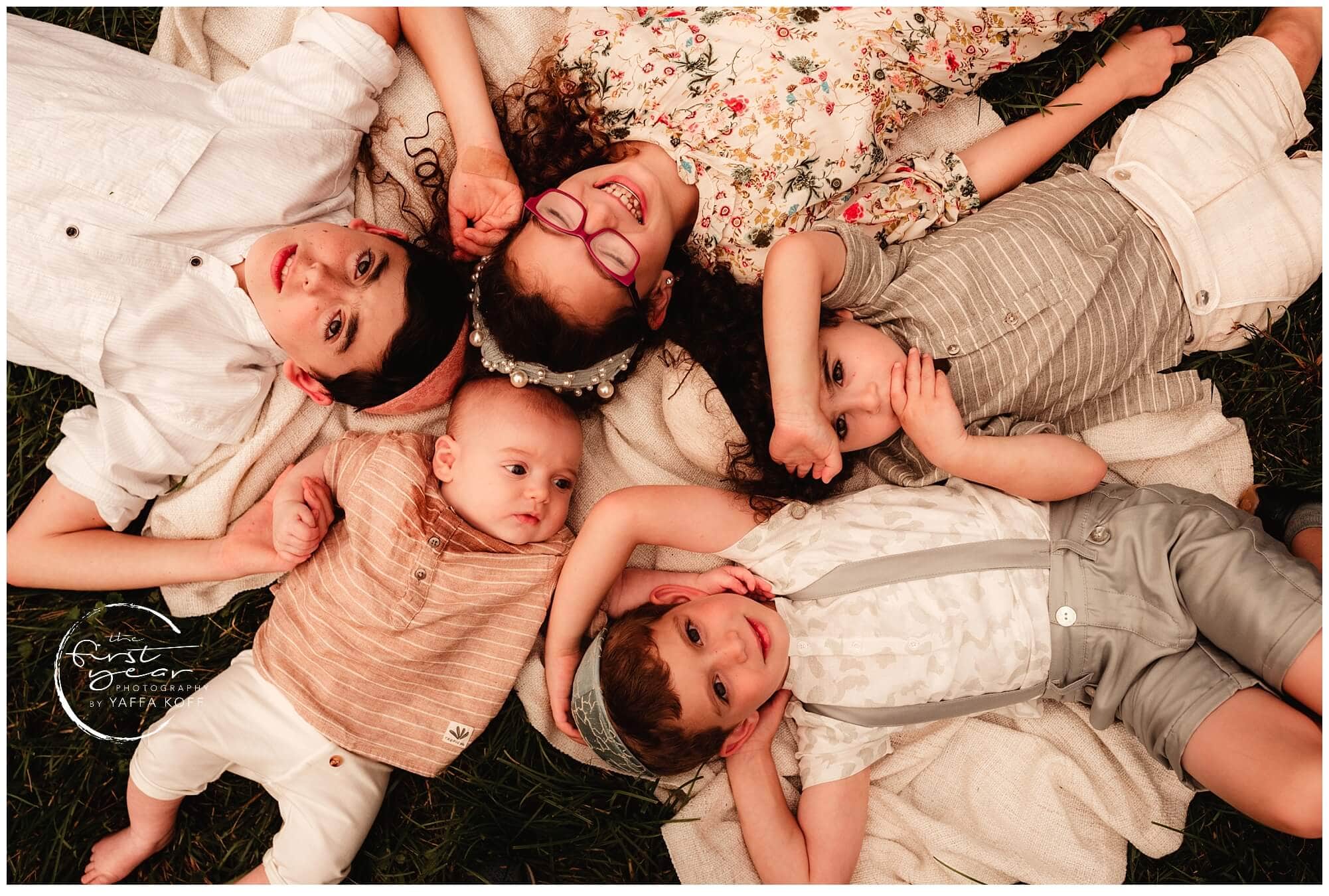 Family outdoor portrait with children and mother in Silver Spring, MD.