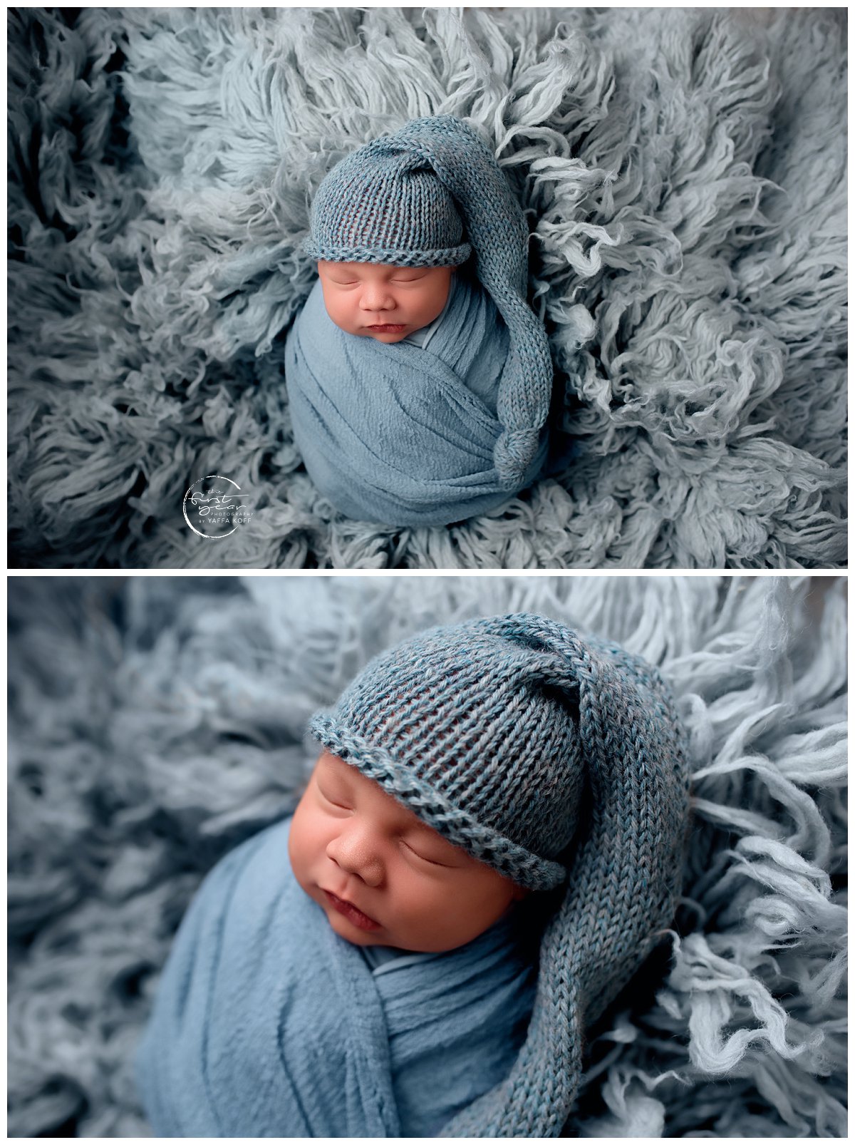 newborn boy in blue