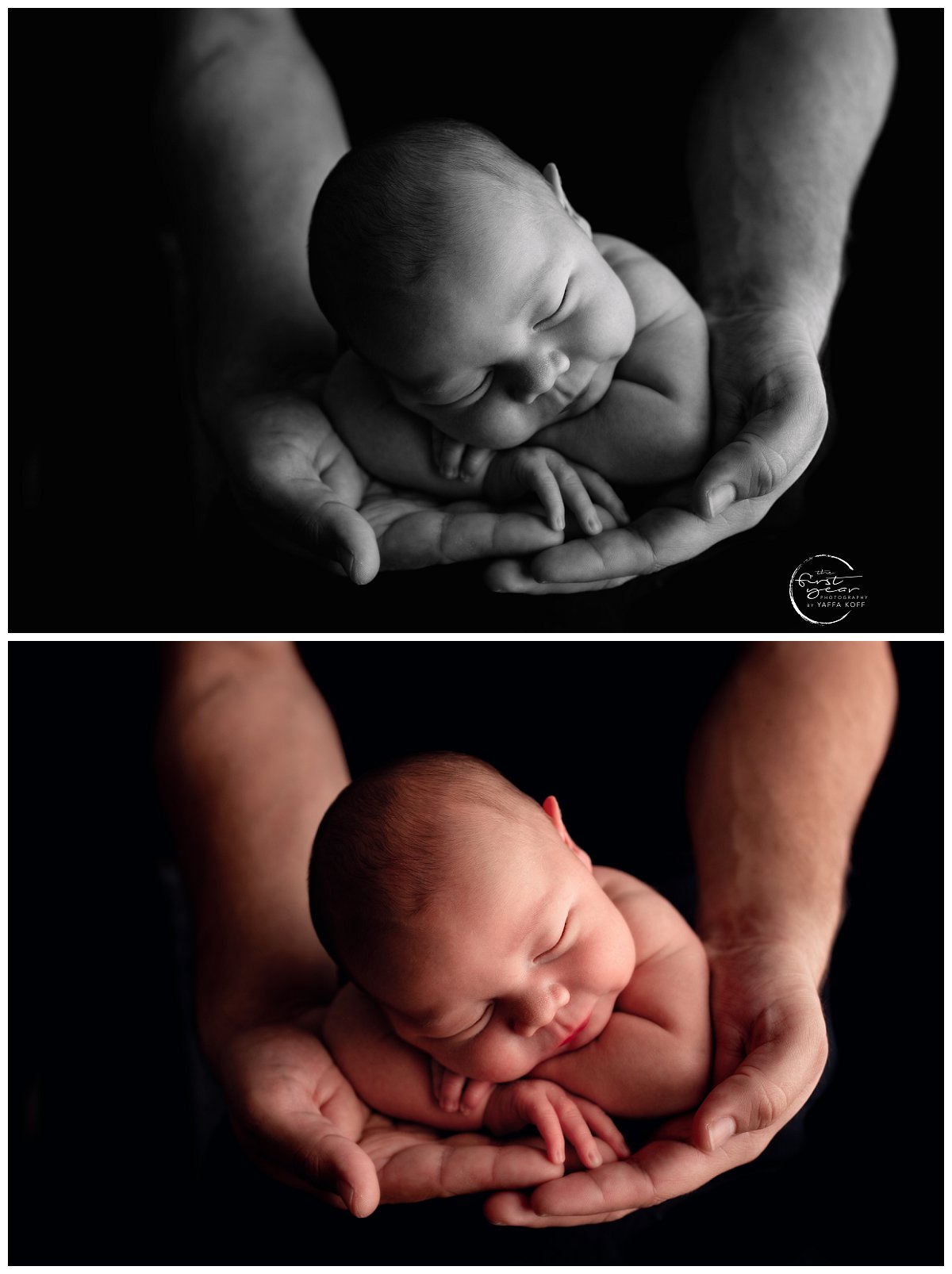 baby in dad hand