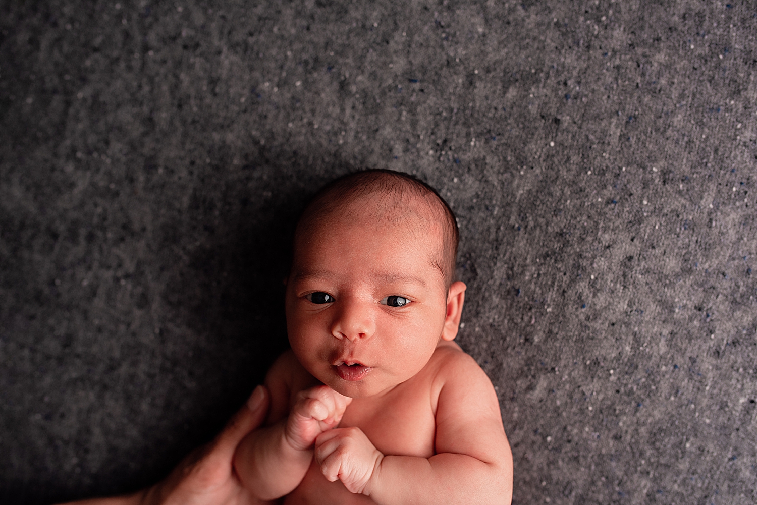 tiny babe on gray blanket by Yaffa Koff Photography